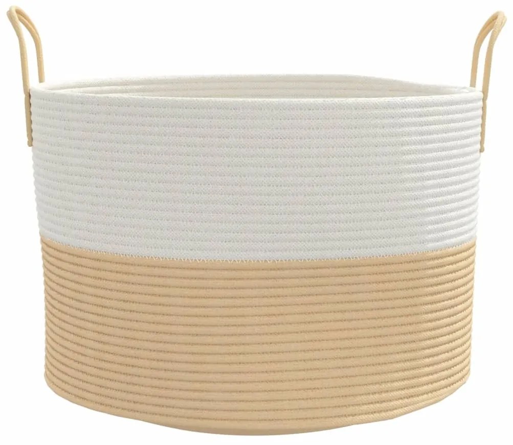 bézs-fehér pamut tárolókosár Ø51 x 33 cm