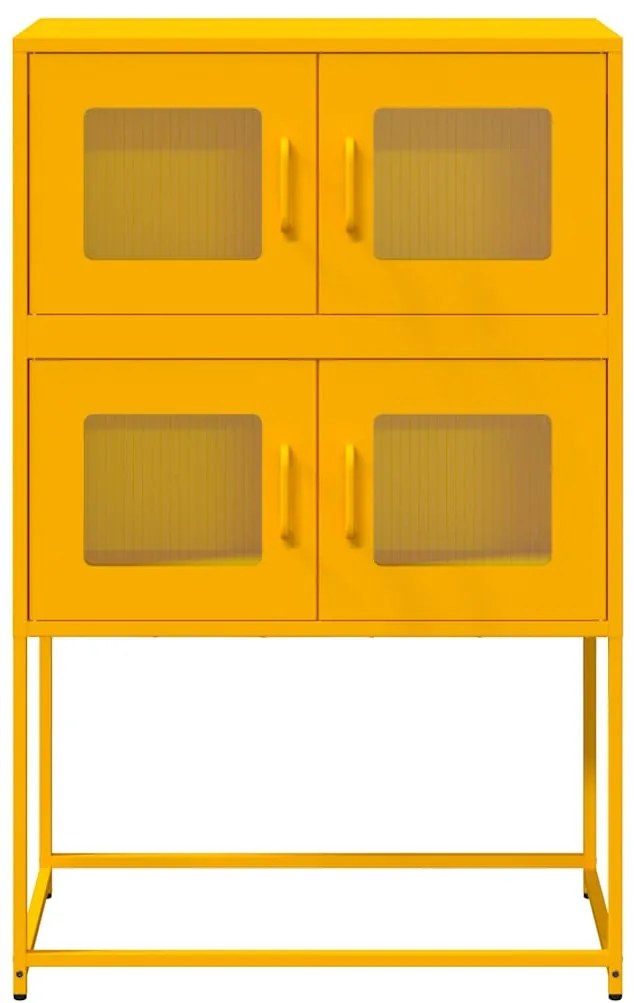 Highboard Mustársárga 68x39x107 cm Acél