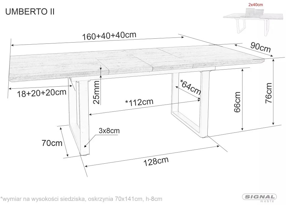 Umberto II bővíthető étkezőasztal 160-240 cm