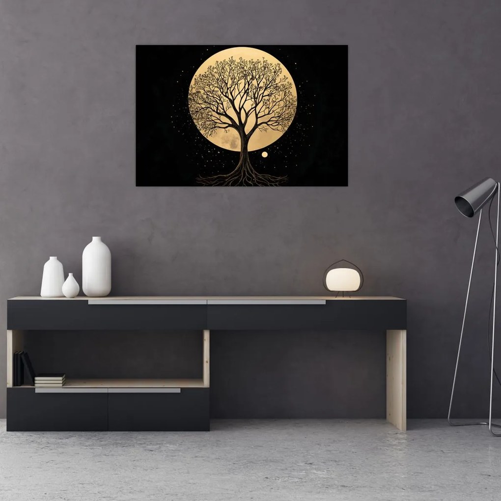 Kép – Fa arany teliholdban I. (90x60 cm)