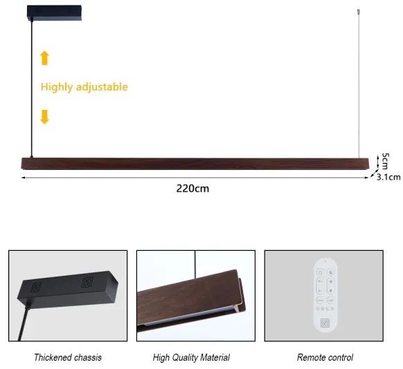 Immax NEO 07302L-LED Dimmelhető kábeles csillár MADEIRA 44W/230V Wi-Fi Tuya 202 cm dió