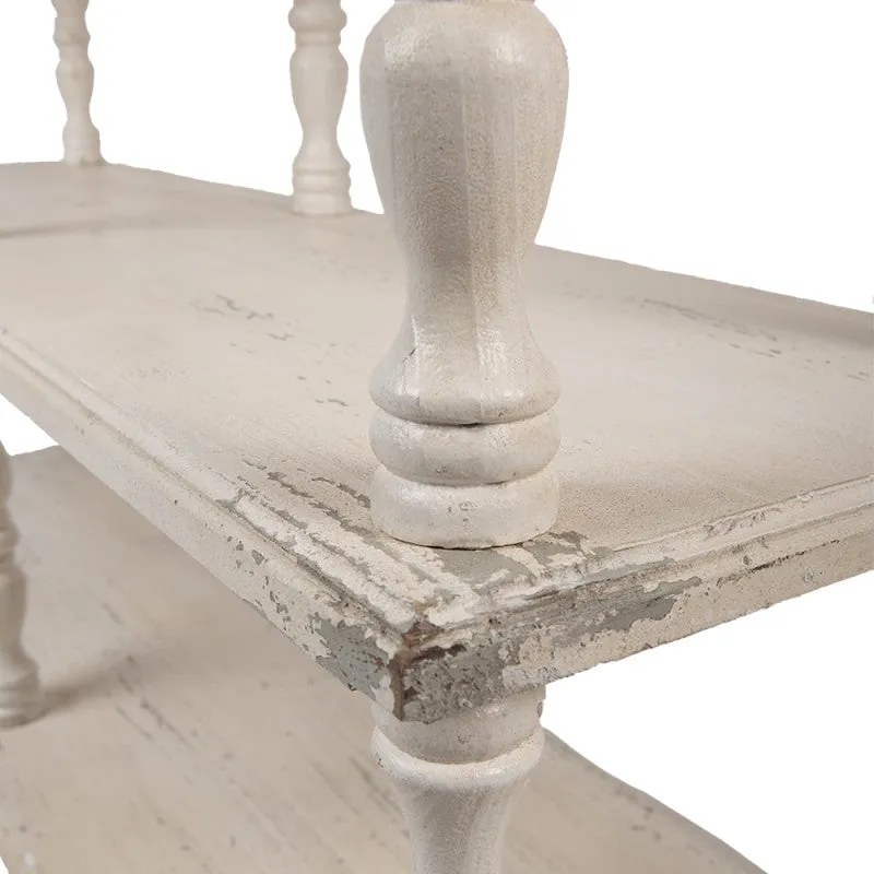 Erősen antikolt fehér fa polcos konzolasztal Clayre & Eef