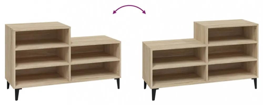 sonoma tölgy színű szerelt fa cipőszekrény 102x36x60 cm