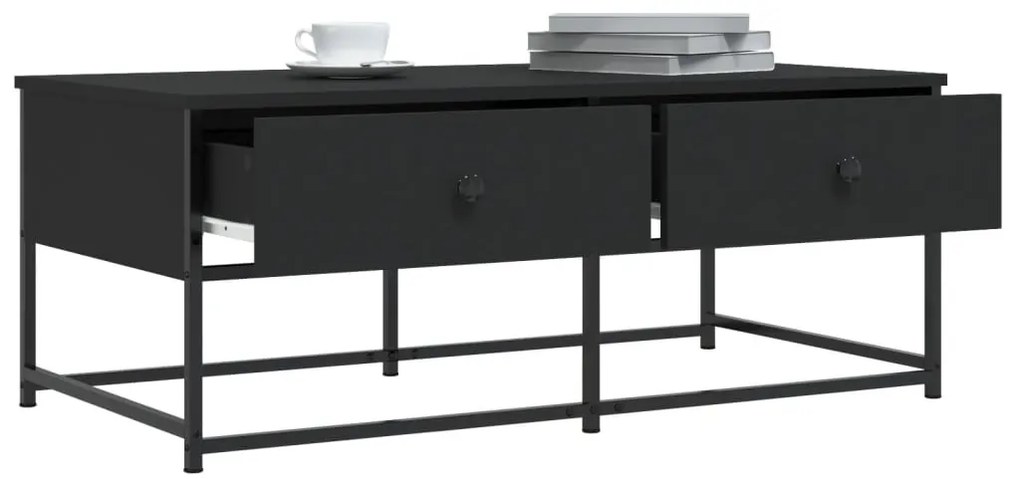 Fekete szerelt fa dohányzóasztal 100 x 51 x 40 cm