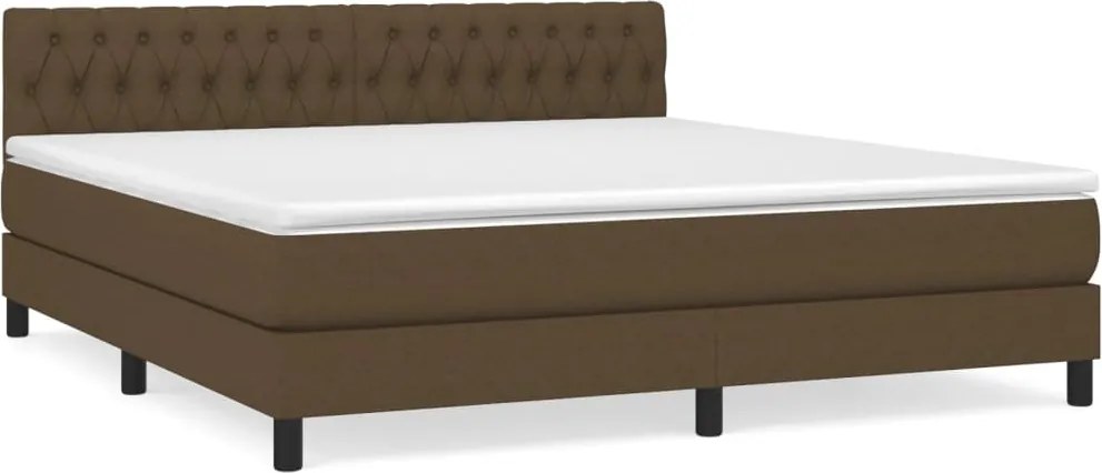 vidaXL sötétbarna szövet rugós ágy matraccal 180 x 200 cm