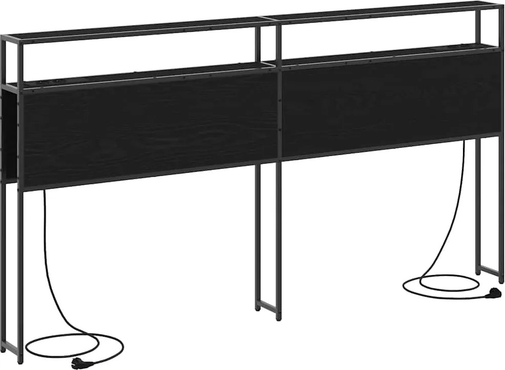 vidaXL Tároló fejtámla polcokkal tárolóval Musta tammi 180 cm Faanyag