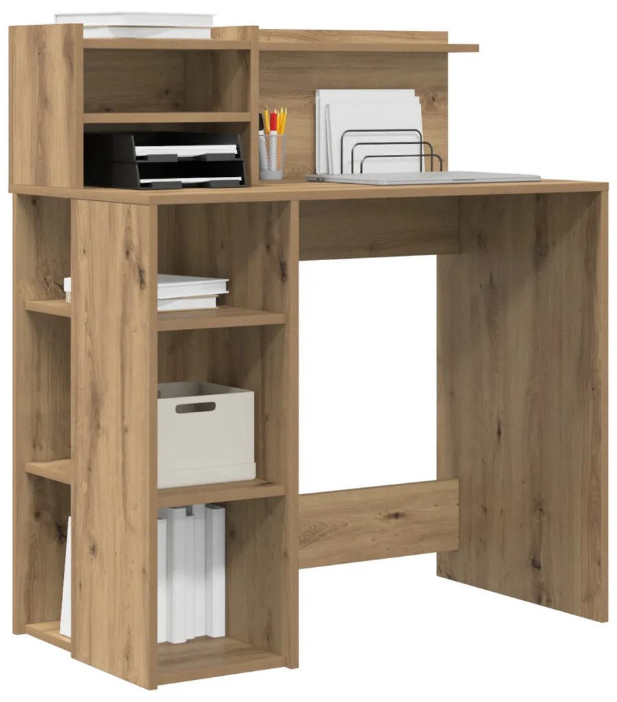 vidaXL Íróasztal Tárolóval Artisan Tölgy 90x48x101.5 cm Szerelt fa