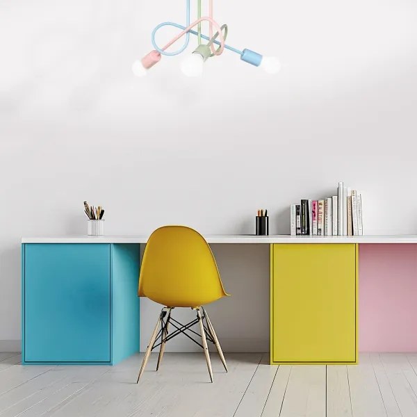 Felületre szerelt OXFORD csillár 3xE27/15W/230V zöld/rózsaszín/kék