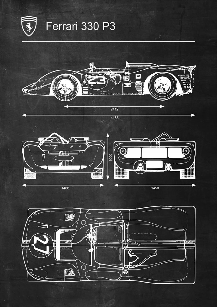 Ferrari poszter 330 P3 Retro Poster diagram