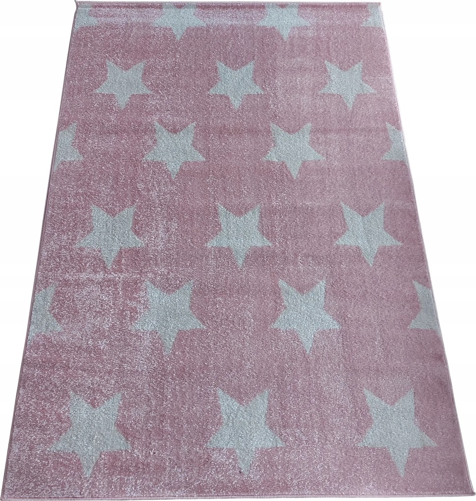 Csillagmintás szőnyeg púderrózsaszín- szuper minőség 133/190