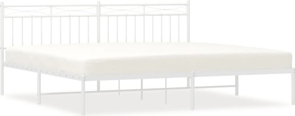 vidaXL fehér fém ágykeret fejtámlával 200 x 200 cm