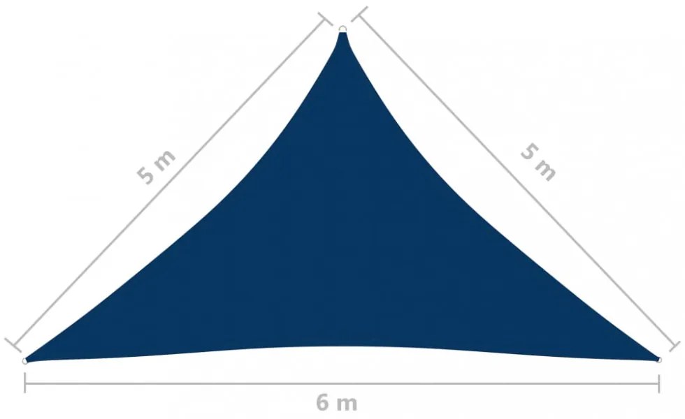 kék háromszögű oxford-szövet napvitorla 5 x 5 x 6 m