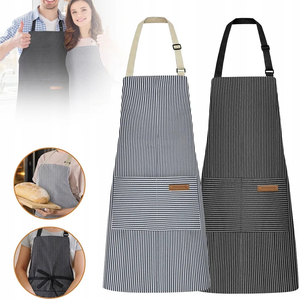 2 db-os Konyhai Kötény Szett Fekete Gasztronómia Zseb