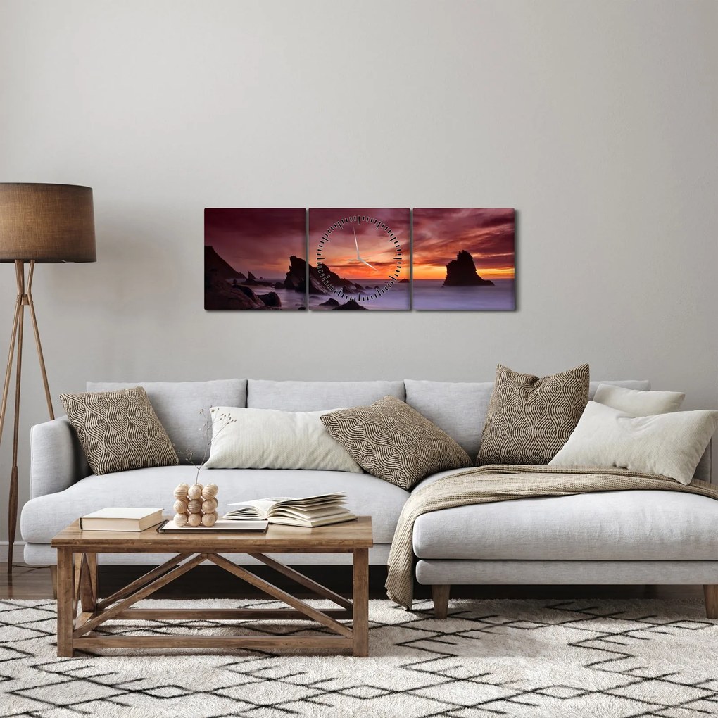 Naplemente a tengerparton képe (órával) (90x30 cm)