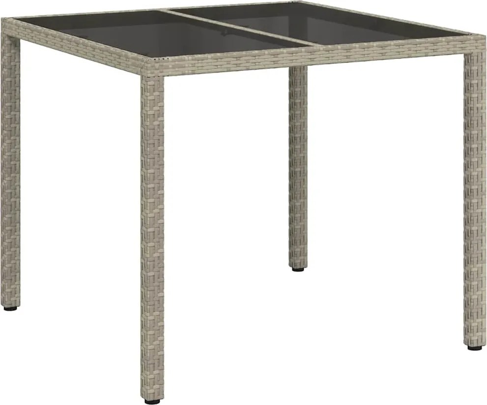 vidaXL Kerti Asztal Szürke 90 x 90 x 75 cm polirattan