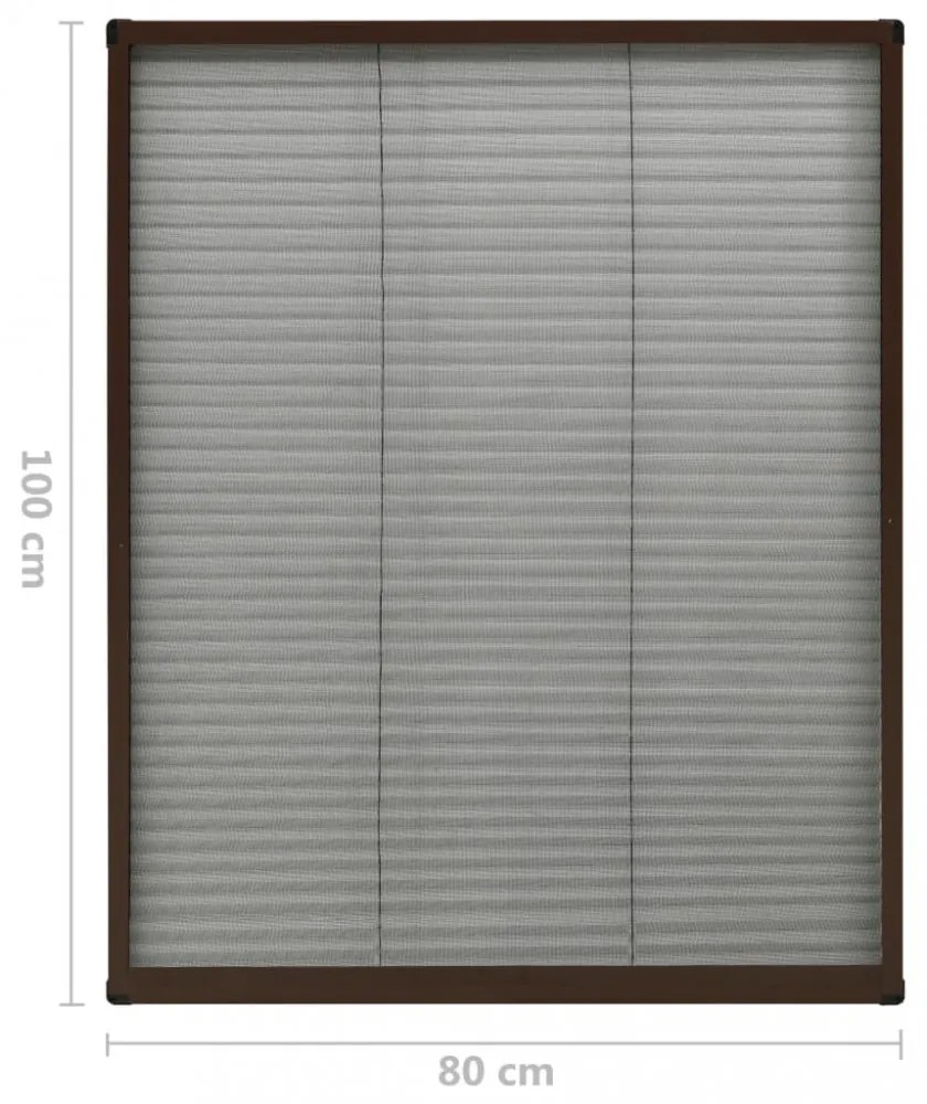 barna alumínium pliszé ablakszúnyogháló 80 x 100 cm