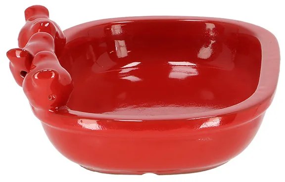 Kerámia madáritató és etető tál, 29 cm, piros