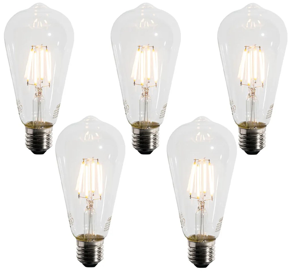 5 darabos E27 LED izzó készlet ST64 alkonykapcsolóval 4W 400 lm 2200K