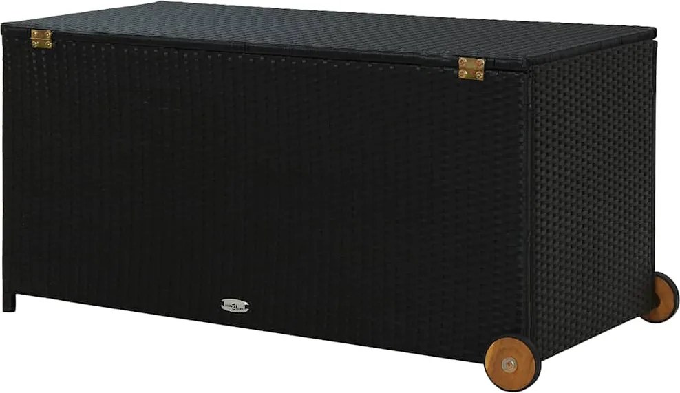 Fekete Polyrattan Kerti Tárolóláda 120 X 65 X 61 Cm