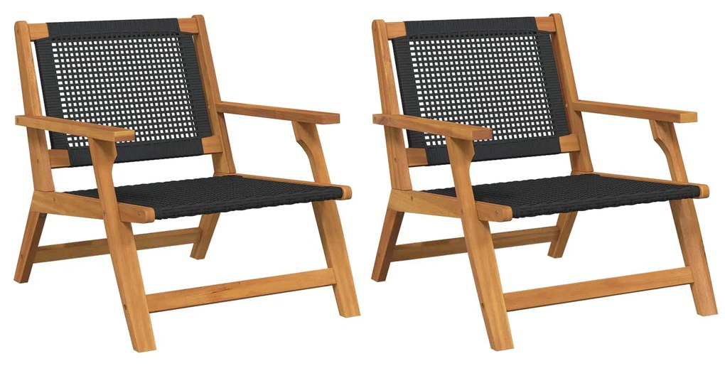 vidaXL Kerti bútor 2 pcs Fekete 67 x 78 x 73 cm Tömör Akácfa