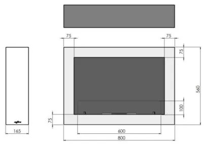 InFire -  Fali BIO kandalló 80x56 cm fekete