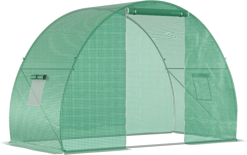 Outsunny Kerti Alagút Üvegház Téliesítő Üvegház Használható Terület 4,5 m² Méretek 3L x 1,5W x 2H m Megerősített Csőkeret Cipzáras Ajtó 2 Felgörgethet