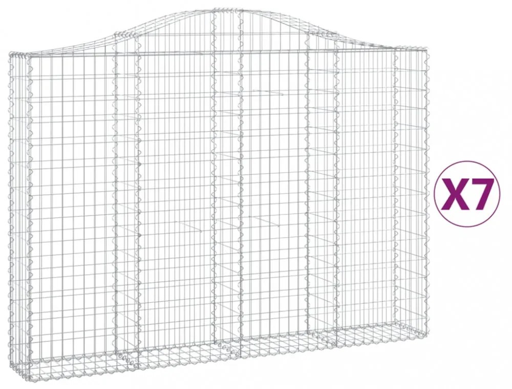 7 db íves horganyzott vas gabion kosár 200x30x140/160 cm