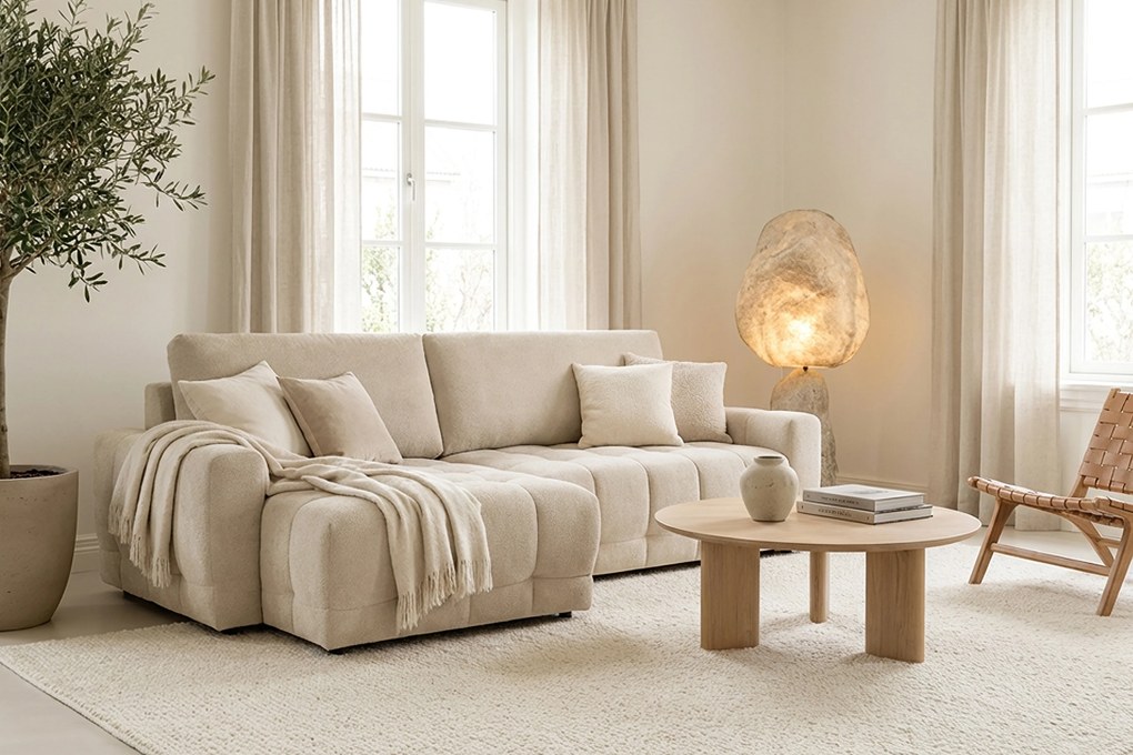 Sorenio ágyazható balos sarokkanapé - Murano 833 bézs szövet