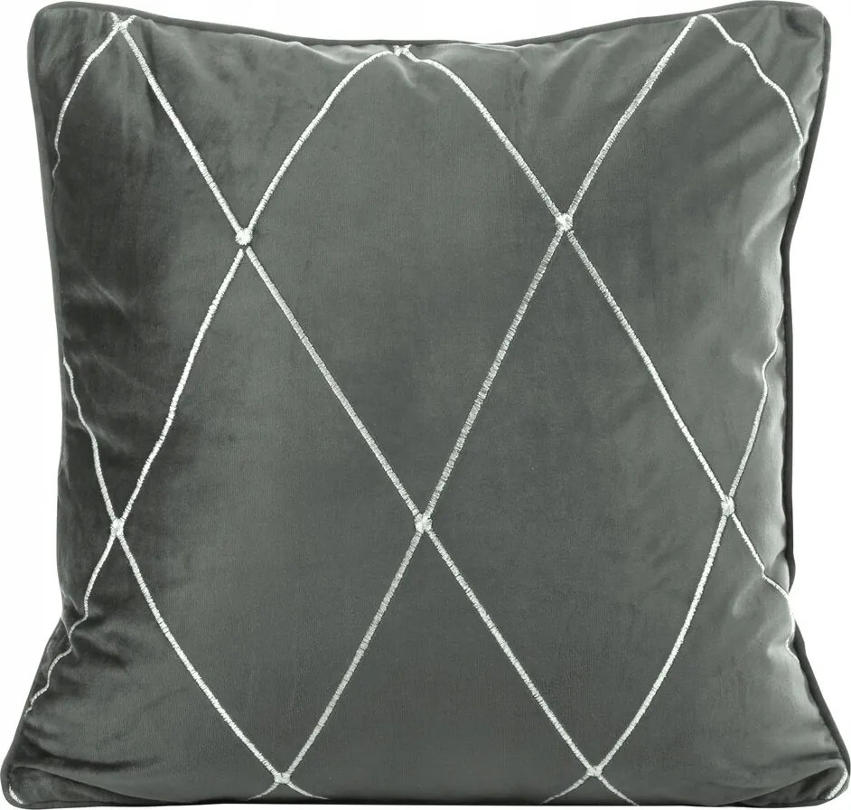 Dekoratív párnahuzat Margo 45x45 Pierre Cardin acél ezüst rombusz hímzés