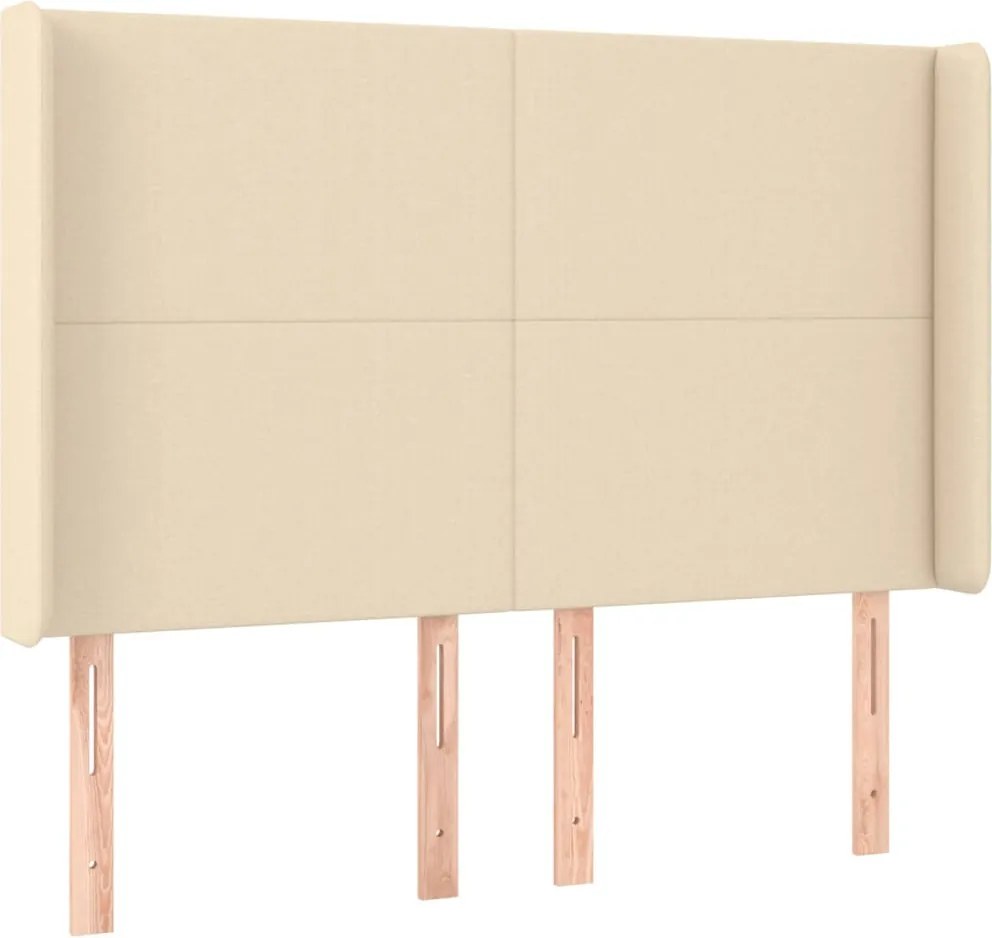 krémszínű szövet fejtámla szárnyakkal 147x16x118/128 cm