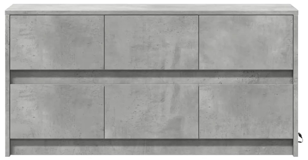betonszürke szerelt fa TV-szekrény LED-ekkel 100 x 34 x 50 cm