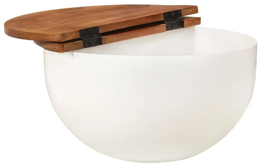 Fehér újrahasznosított fa dohányzóasztal 50x27 cm