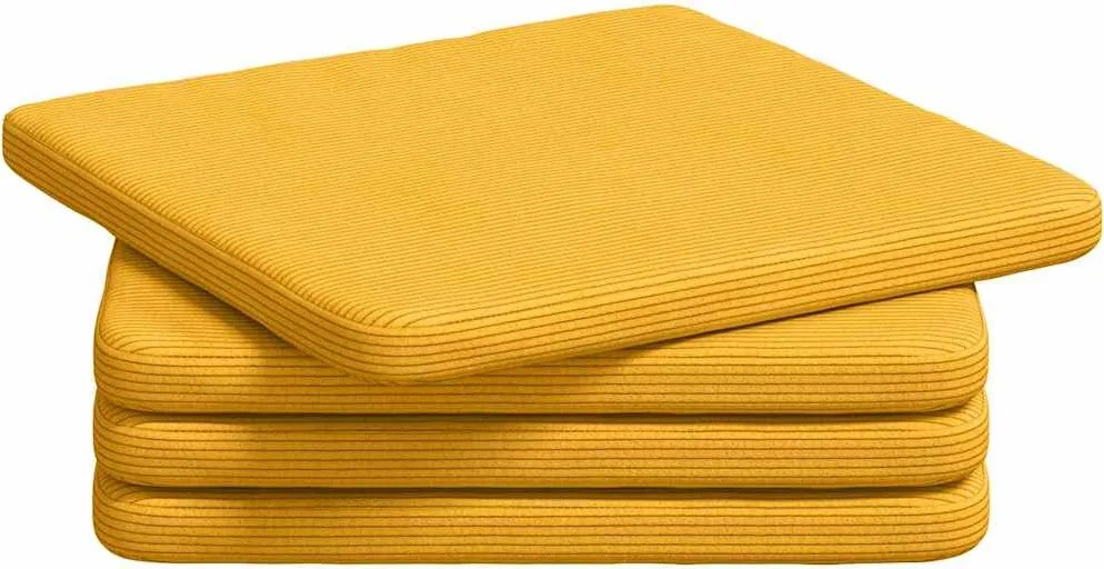 vidaXL Ülőpárnák 4 pcs Világos sárga 40 x 40 x 3 cm Bársonyos szövet