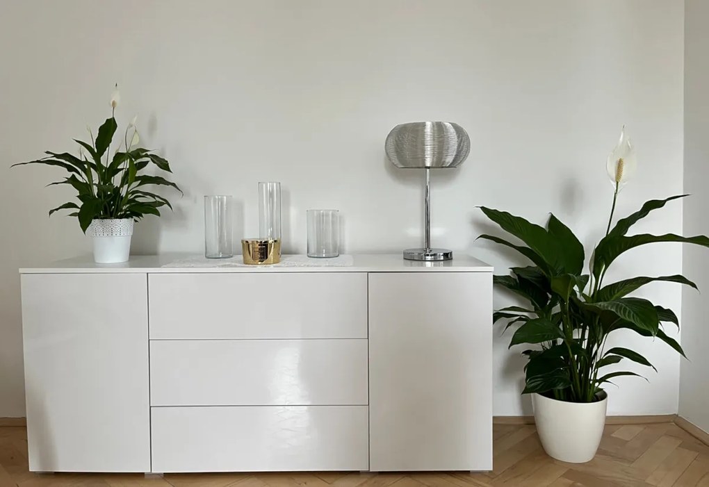 PARIS 150 komód, 150x68x39, fehér/magasfényű fehér