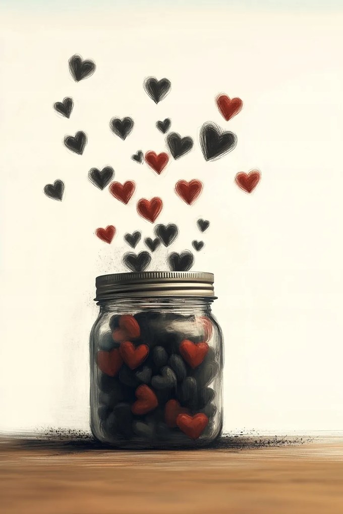 Vászonkép Canvas Grafika Befőttesüveg Szív Szerelem Érzés 80x120