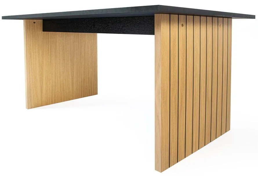 Étkezőasztal tölgyfa dekoros asztallappal 90x160 cm Stripe – Woodman