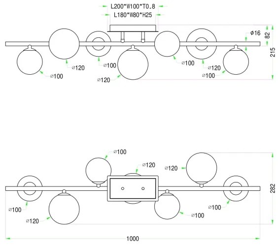 Wofi 7014-701W - LED Felületre szerelhető csillár VILLA 7xG9/3W/230V arany