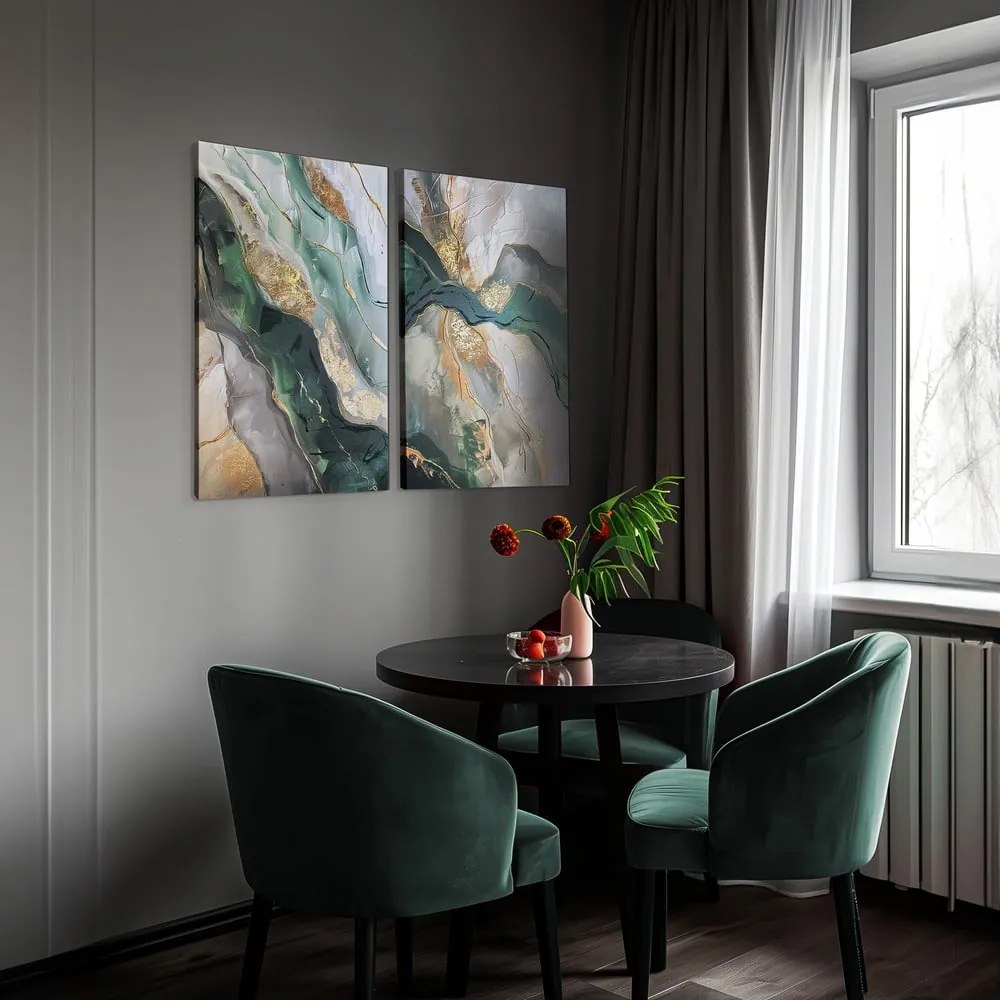Kép szett kézzel festett részletekkel 2 db-os 50x70 cm Aventurine – Styler