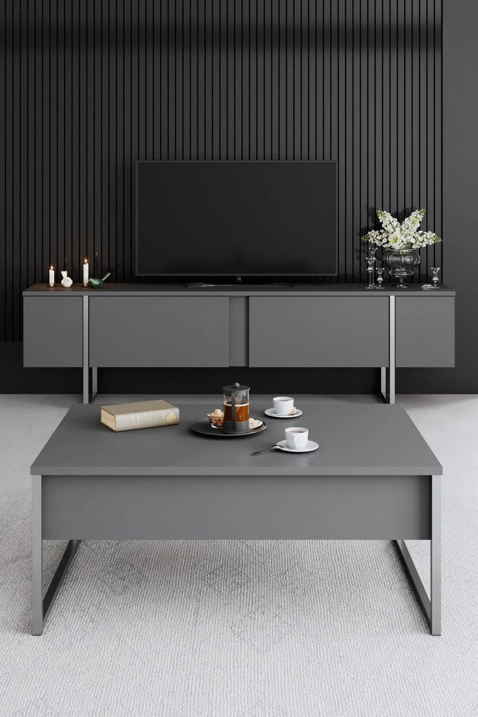 Dohányzóasztal Luxe - Anthracite, Silver