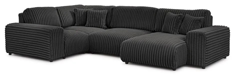 Sötétszürke kordbársony sarokkanapé (bal oldali-U alakú) Justin – Ropez