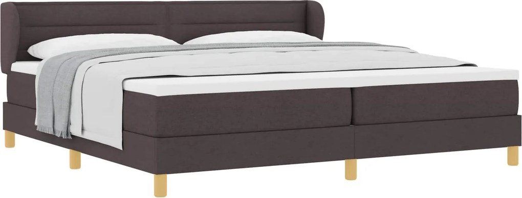 vidaXL Boxrugós ágy matracmal Sötét Barna 200 x 200 cm szövet