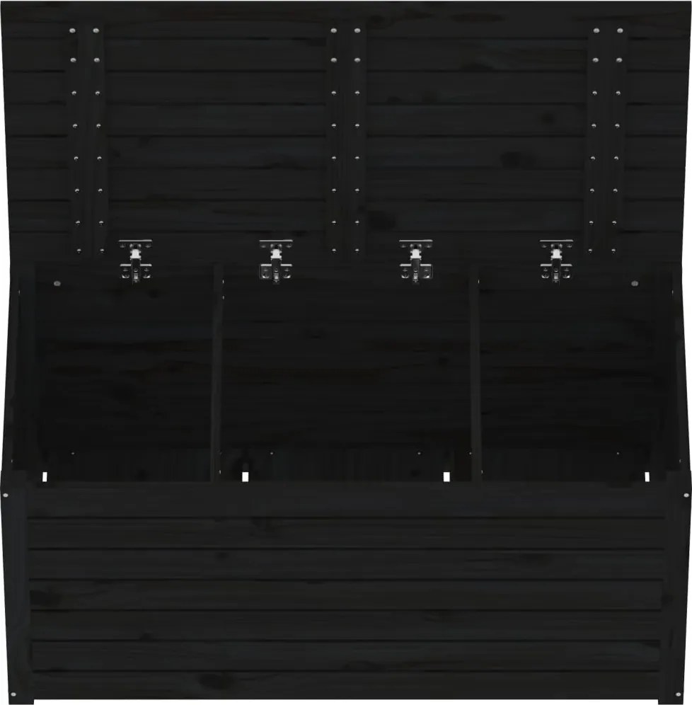 vidaXL fekete tömör fenyőfa kerti láda 101 x 50,5 x 46,5 cm
