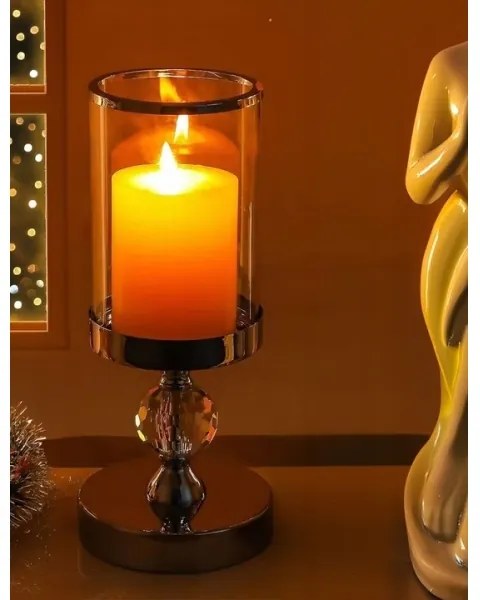 3 db-os, fényes króm gyertyatartó szett