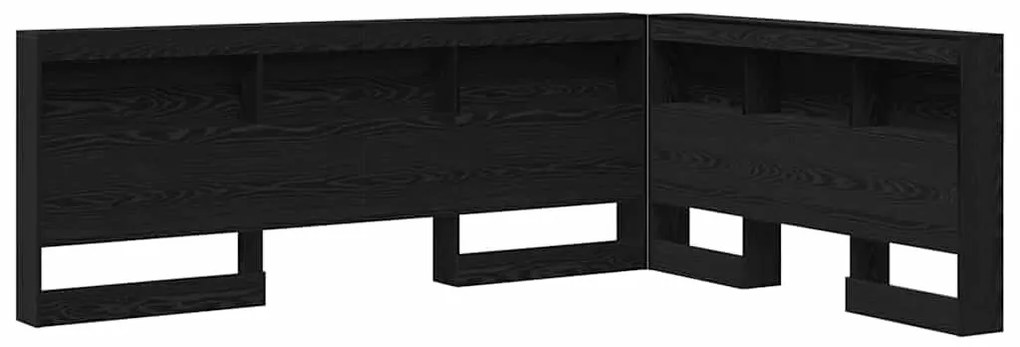 Tároló fejtámla polcokkal tárolóval Musta tammi 135 cm Faanyag