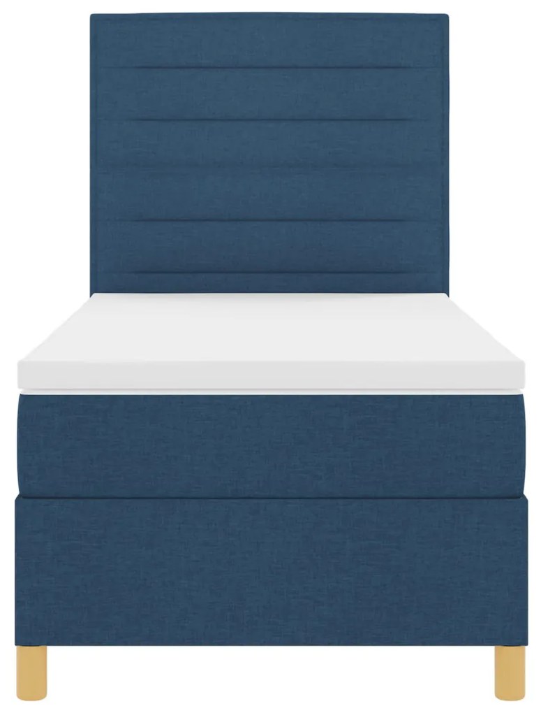 Box Spring Ágy matraccal & LED Kék 100x200 cm Szövet