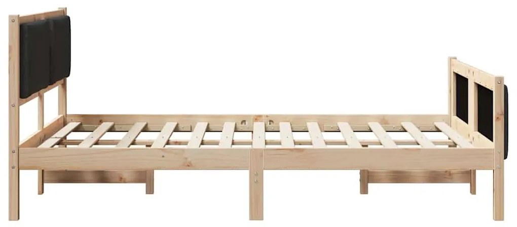 Ágykeret fejtámlával Fekete 150 x 200 cm szövet