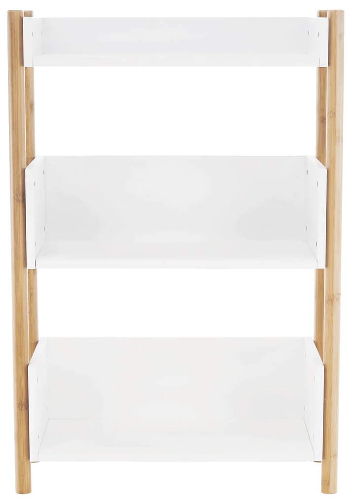 3 polcos állvány, természetes bambusz/fehér, BALTIKA TYP 2