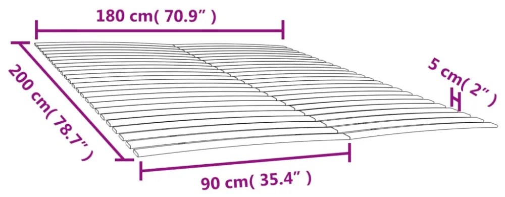 ágyrács-pótlók 48 léccel, 2 db, 90 x 200 cm