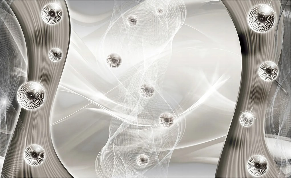 Fotótapéta Fémes Gömbök Absztrakt Ezüst Fehér 300x210 +ragasztó