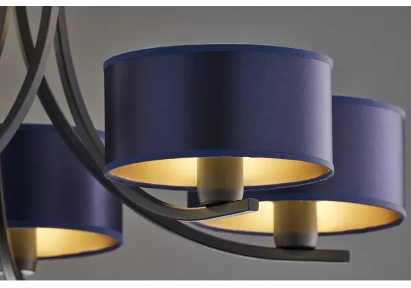 Jupiter 2101 - ARTHUR láncra akasztható csillár 5xE27/15W/230V kék/fekete